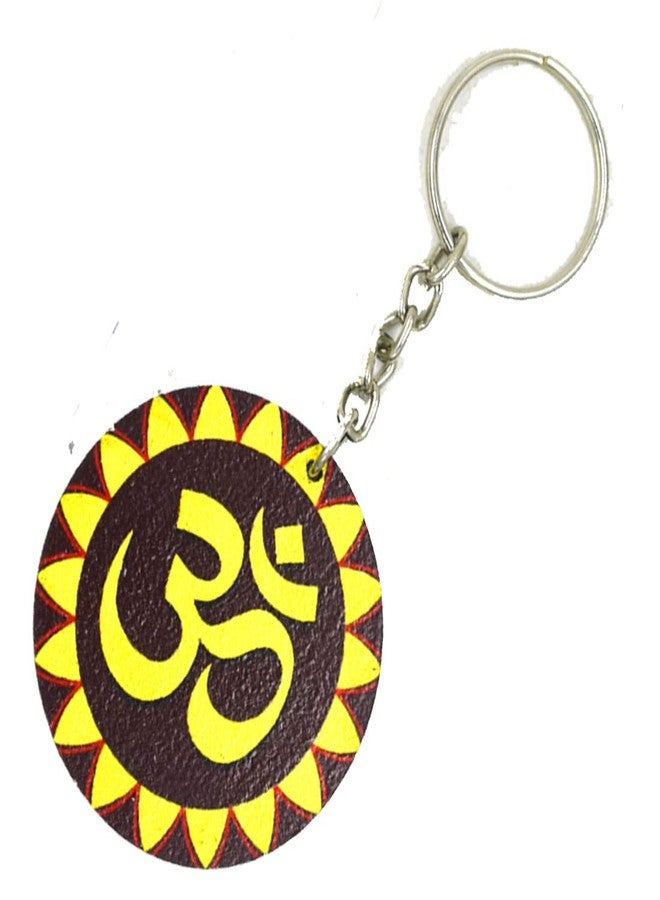 AFH Lord Shiva Om Wooden Multicolor Decorative Key Chain - Image 2